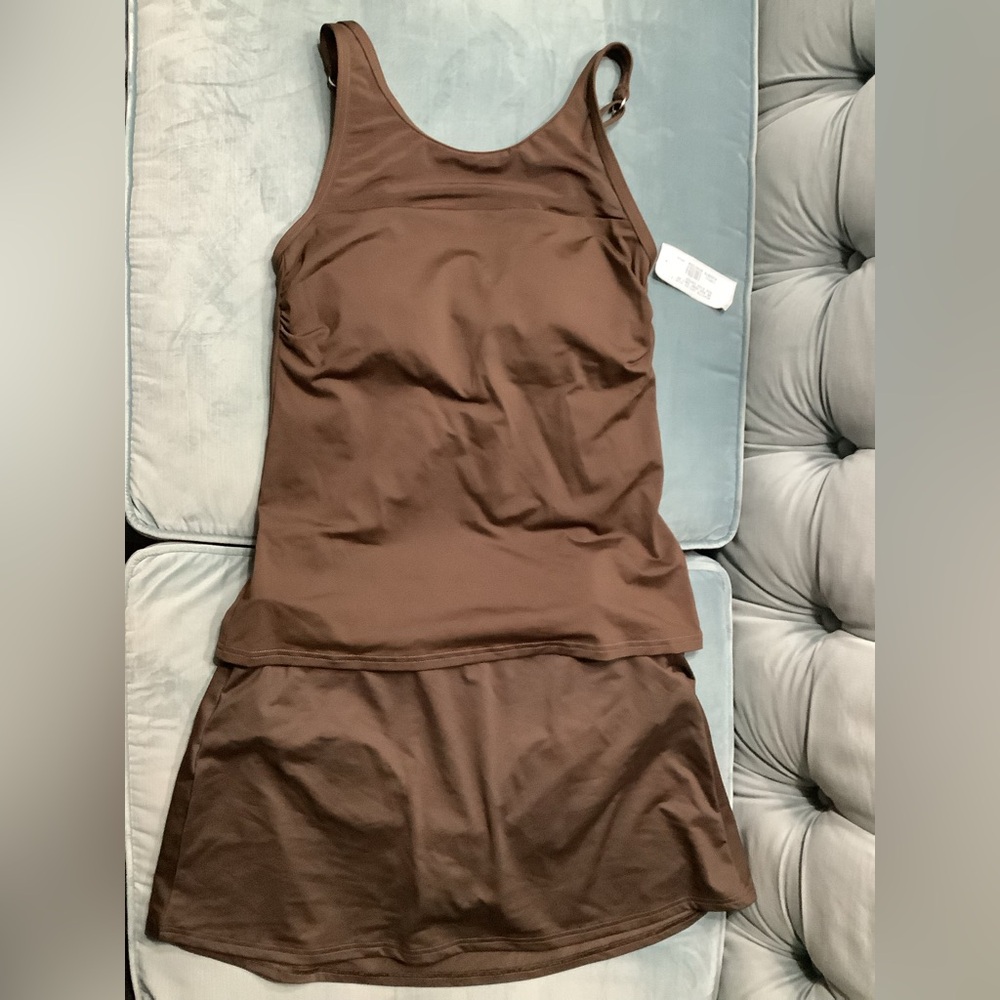 NWT Lands End Size 2 Brown 2 Piece Sample Swimsuit